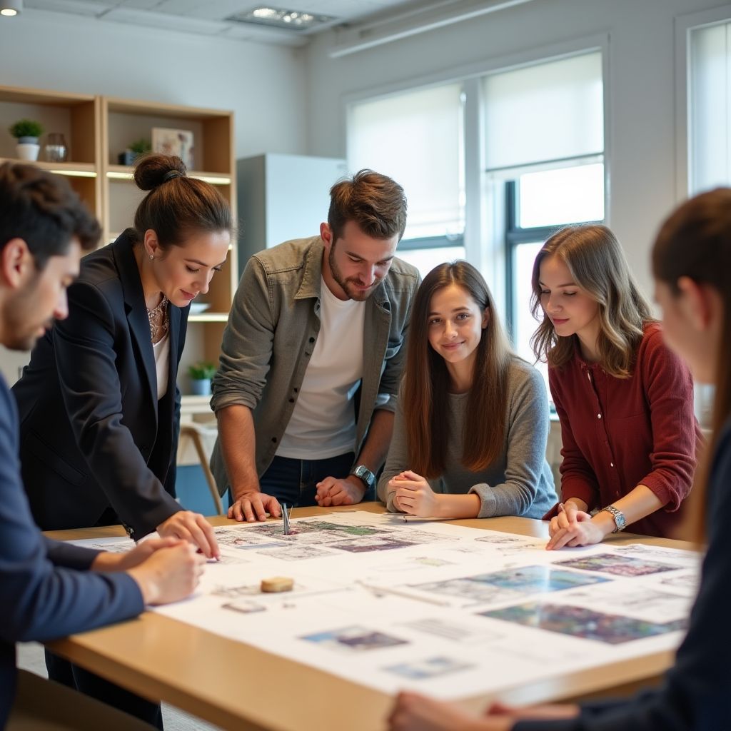 Estudiantes trabajando en un proyecto colaborativo