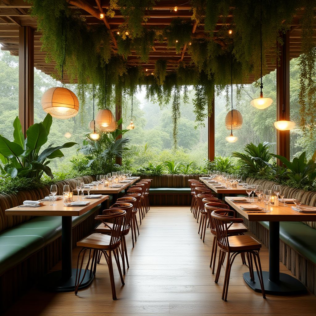 Restaurante con diseño biofílico